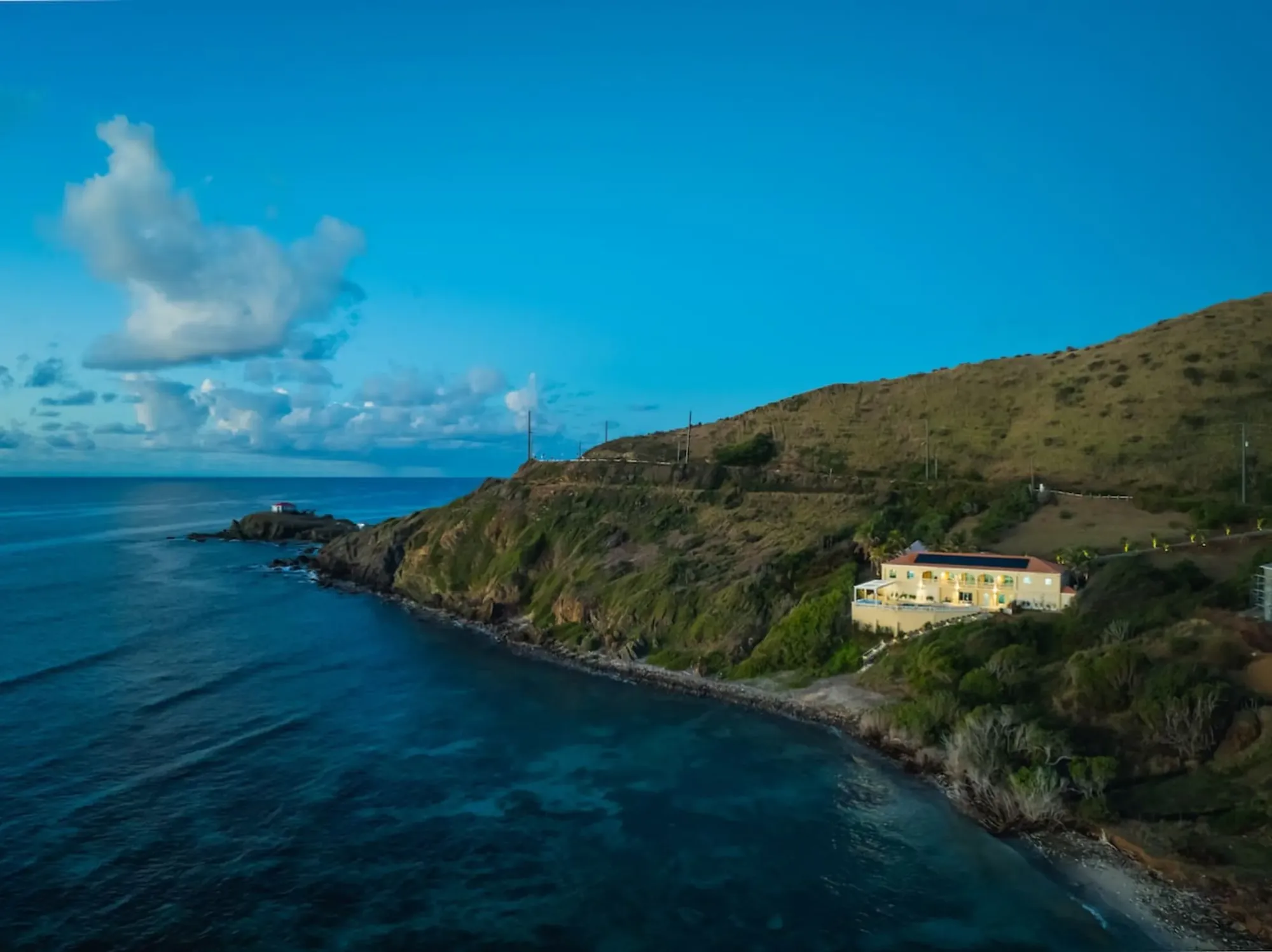 The rocky point and clear water off St. Croix's East End