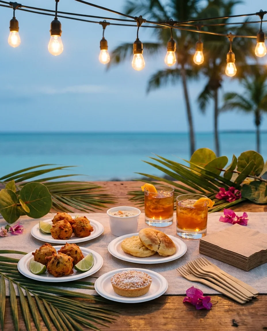 Small plates and rum cocktails at an evening food festival