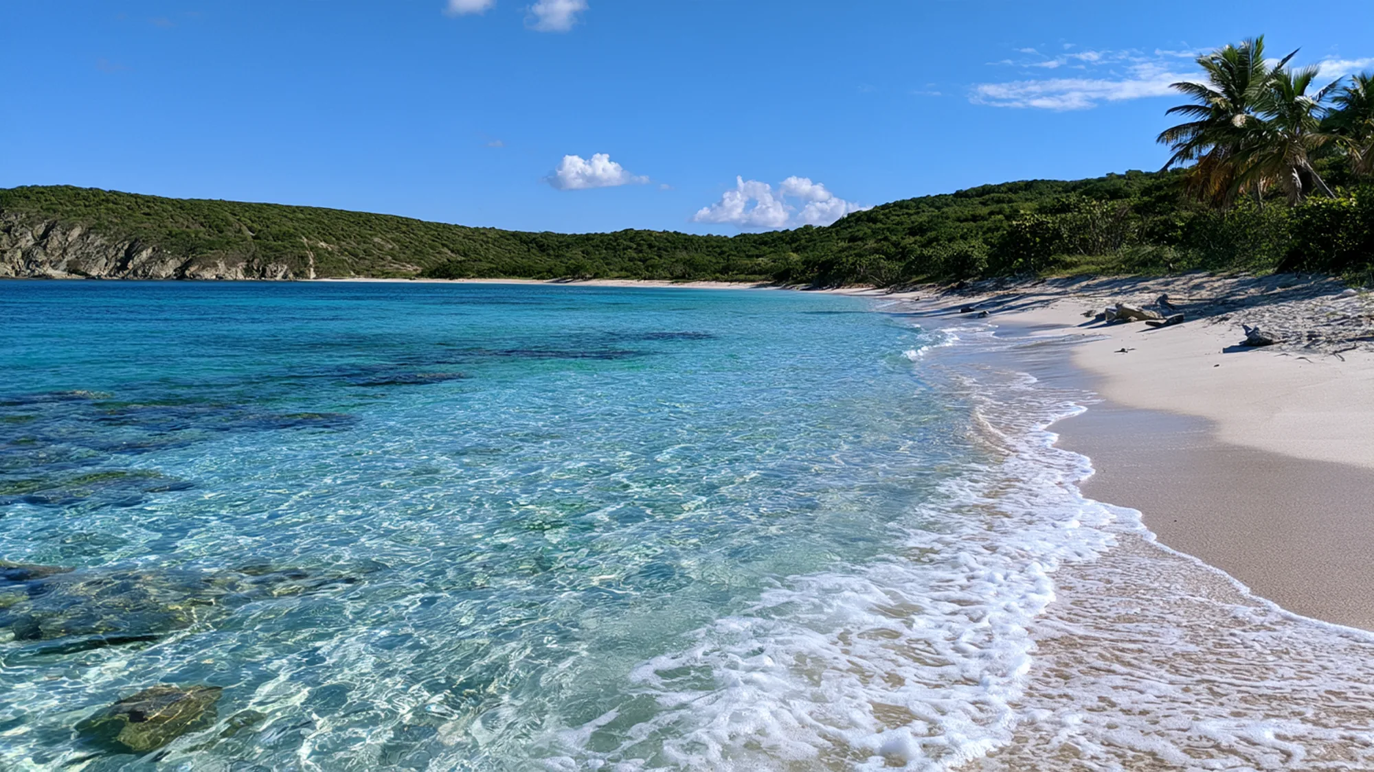 A quiet Caribbean cove at midday