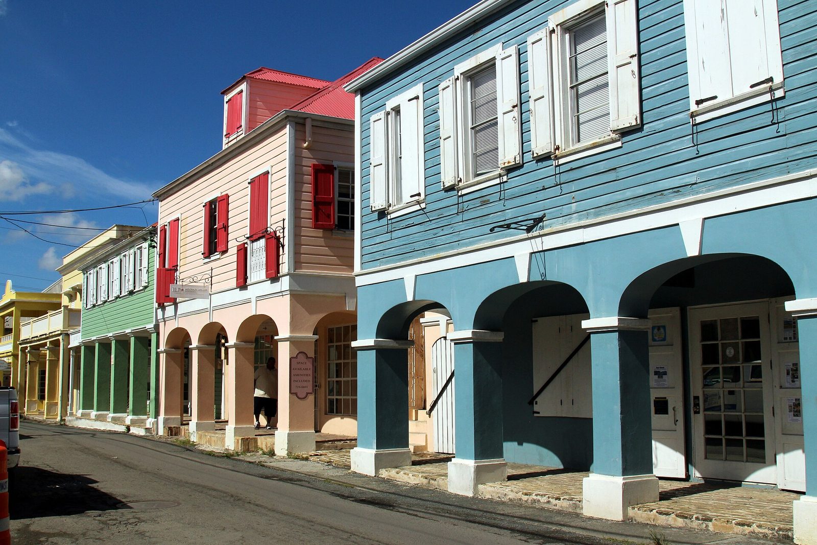 The historic Danish colonial streets of Christiansted, St. Croix, home to the island's galleries